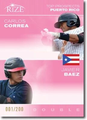 Carlos Correa 2012 * Javier Baez Rize novato rosa Paragon RC #/200 Foto 1 de 2