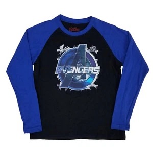 Avengers Marvel Boys Black/Blue Raglan Long Sleeve Shirt Size 8 - Picture 1 of 1