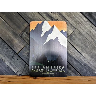 Letrero de viaje Montana vintage - 8 x 12 pulgadas Foto 1 de 2