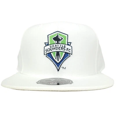 Seattle Sounders FC Mitchell & Ness MLS Fitted 7 1/2 Flatbill Hat Cap White NWT - Image 1 of 4