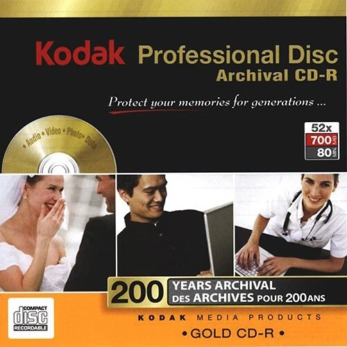 KODAK Gold Professional CD-R 700Mb (52x) 80 min. 200 Jahre Datensicherheit! - Bild 1 von 2
