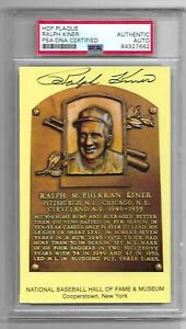 PSA/DNA Certified Ralph Kiner Signed Yellow HOF Plaque Autograph Encapsulated 
