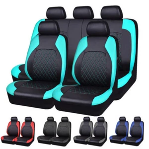 PU Leather Front Car Seat Covers Full Set Cushion Protector Universal 4 Season - Foto 1 di 27