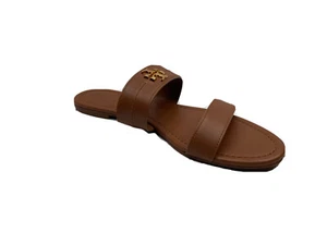 Tory Burch Everly flache Sandale mit zwei Bändern Größe 9 Farbe royalbraun Kalbsleder - Bild 1 von 7