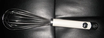 JUMBO KitchenAid Wire Hand Whisk Mixer White Handle 14" Egg Beater S/S Wire Whip - Image 1 of 2