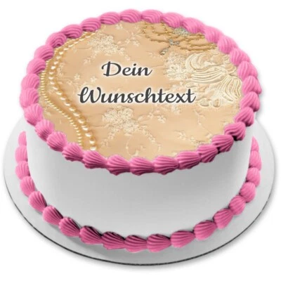 Spitze essbar Tortenaufleger Party Deko personalisiert Name Hochzeit Perlen neu - Bild 1 von 4