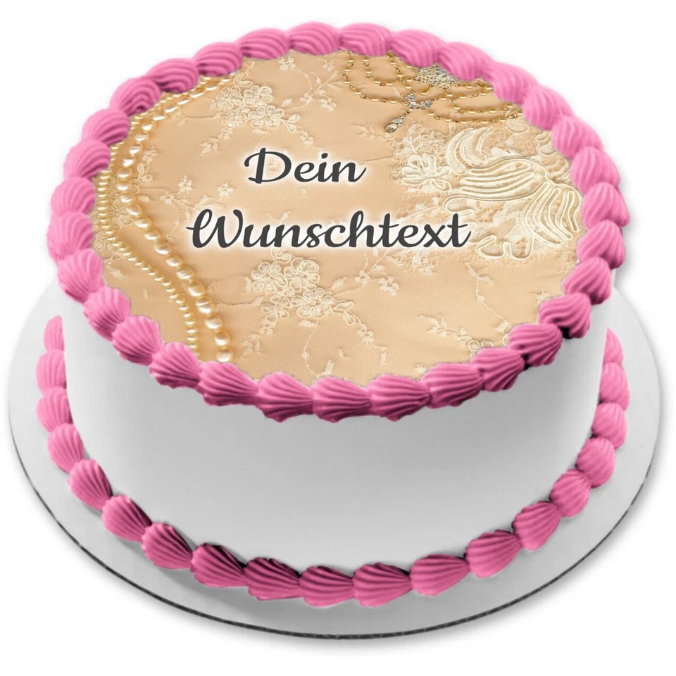 Spitze essbar Tortenaufleger Party Deko personalisiert Name Hochzeit Perlen neu - Bild 1 von 4