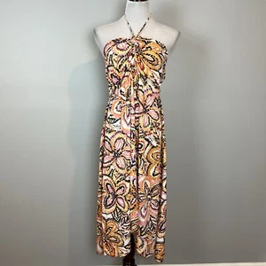 Vtg Baby Phat Y2K Halter Dress Size 1X Pink Orange Print - Picture 1 of 9
