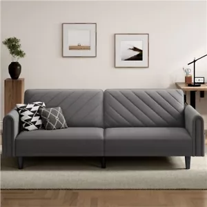 Schlafsofa Sofa 202 x 82 cm Klappbares Bettsofa bis 360kg Belastbar Dunkelgrau - Bild 1 von 11