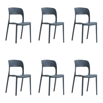 SEDIE IN POLIPROPILENE IMPILABILI 56x48x83cm ANTRACITE INTERNO-ESTERNO 6PZ MEB - Immagine 1 di 4