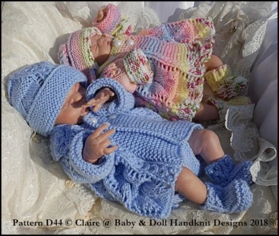 CLAIRE'S BABY & DOLL HANDKNIT DESIGNS BABYDOLL HANDKNIT DESIGNS KNITTING PATTERN COAT SET D44 10-18" DOLL