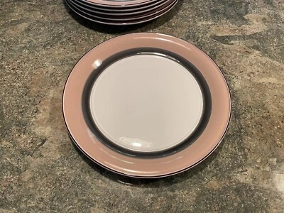 Набор из 6 обеденных тарелок Studio Nova Hi-Lite модные тона розовый и серый ободок тарелки - Изображение 1 из 4