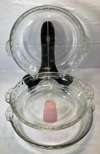 3 Vtg PYREX crimped glass Deep Pie Plates 1~228 & 2~229 75th Anniversary 9” 24cm - Picture 1 of 7