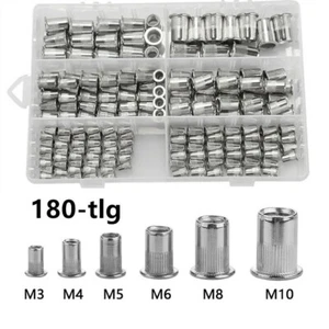 180tlg M3-M10 Nietmutter Blindnietmuttern Einnietmuttern Edelstahl Sortiment Set - Bild 1 von 7