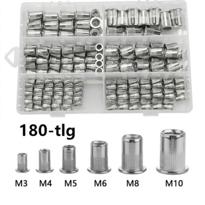180tlg M3-M10 Nietmutter Blindnietmuttern Einnietmuttern Edelstahl Sortiment Set - Bild 1 von 4