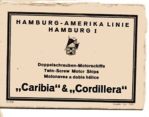 Hamburg-Amerika Linie – Motorschiff CARIBIA & CORDILLERA - Kabinenplan 
