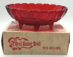 Vintage Indiana rot Glasschale 4 Fuß geprägt Ernte Obst gepresst Blitz wie abgebildet - Bild 1 von 10