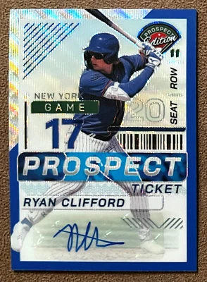 2024 Panini Prospect Holo Blue Wave Autograph #199 Ryan Clifford /75 Mets Rookie - Image 1 of 2