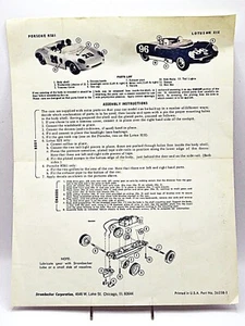 Strombecker 1/32 Slot Car Lotus & Porsche Original Instruction Sheet  - Picture 1 of 1