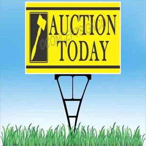 18"x24" AUCTION TODAY Outdoor Yard Sign & Stake Sidewalk Lawn Sales Property - Picture 1 of 2