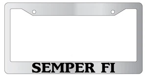Chrome METAL License Plate Frame SEMPER FI Auto Accessory 224 - Picture 1 of 1