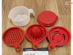 Tupperware Cooks Maid Set 5 Pc Juicer, Grater, Egg Separator•••• Red~NEW - Bild 1 von 18