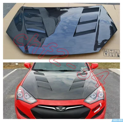 For Hyundai Genesis Coupe 2013-16 Real Carbon Vis style Front Hood Bonnet Cover - Image 1 of 4