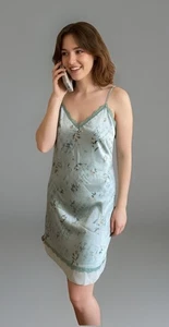 Vestido sin tirantes vintage Y2K Gillian & O’Malley talla L de gasa satinado inspirado en Asia - Imagen 1 de 4