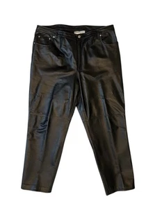 Newport News Jeanology Womens Size 20W High Waist Leather Pant Black - Picture 1 of 8