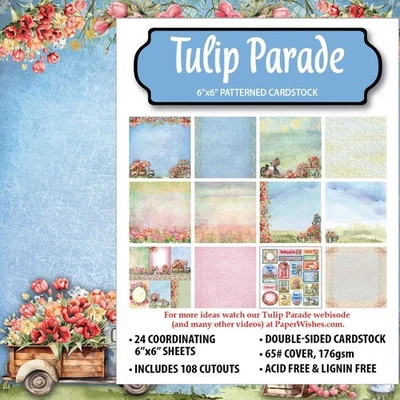 6x6 Tulip Parade Cardstock Paper Pad – 24 Sheets for Scrapbooking Flowers Foto 1 de 2