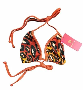 Doll & Co Panama Sunset Leopard Triangle Bikini Top Swimwear SMALL size NEW - Picture 1 of 2