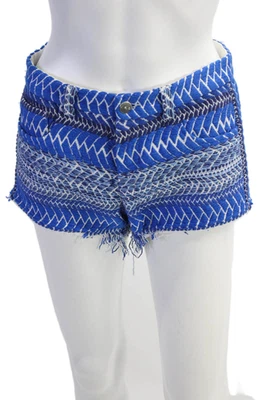 Pantalones cortos IRO para mujer tejidos tiro bajo cremallera azul blanco algodón talla 36 EUR Foto 1 de 4