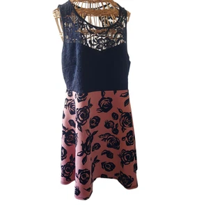 Vibe Sportswear Mini Dress Burnout Velvet Black Floral Rose Lace Whimsigoth 2X - Picture 1 of 9