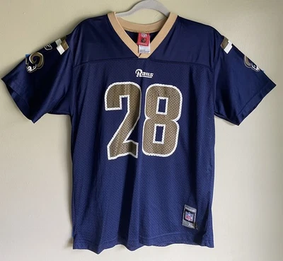 Camiseta deportiva Marshall Faulk NFL St. Louis Rams #28 azul marino y dorado - JUVENTUD XL 18-20 REEBOK Foto 1 de 4