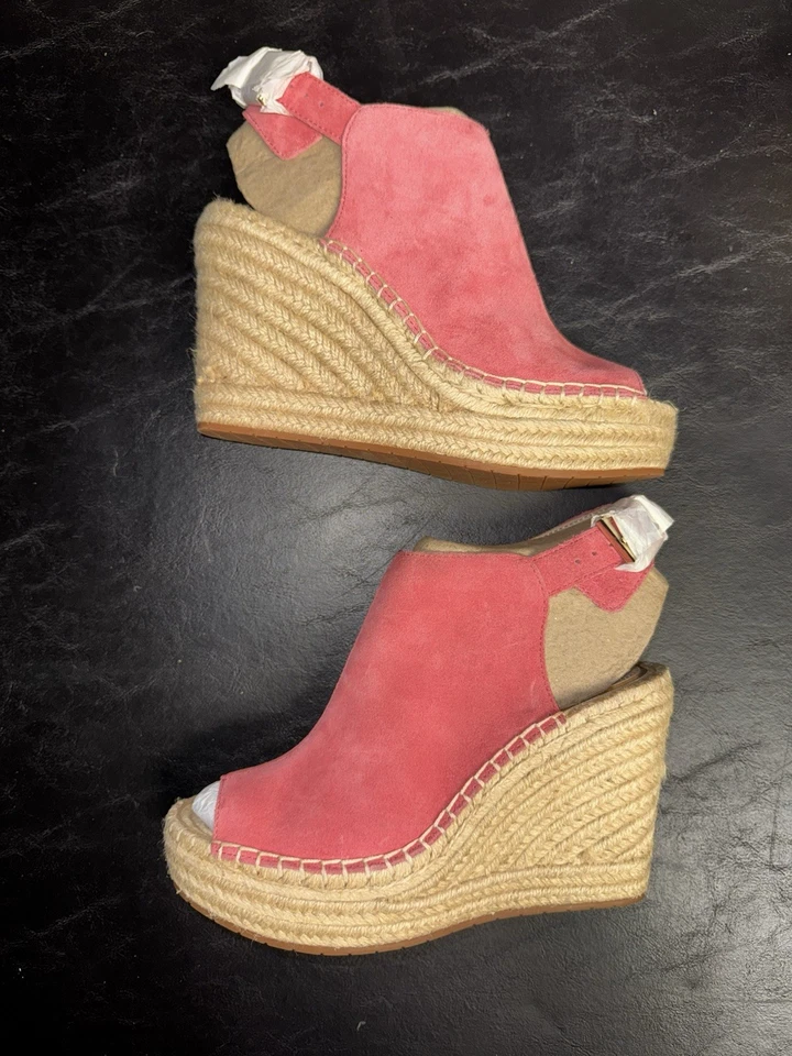 Sandalia alpargata Kenneth Cole Olivia rosa coral plataforma cuña gamuza 7,5 Foto 1 de 4