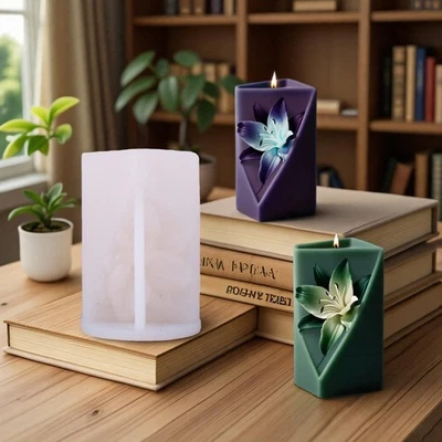 Vela de pilar de tulipán lirio molde de silicona diseño de flores hágalo usted mismo yeso de resina Foto 1 de 4