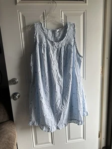 ADONNA~ Camicia da notte midi blu 100% cotone floreale, con volant senza maniche ~ 2X usata in ottime condizioni! - Foto 1 di 5