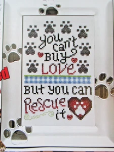 Gerettete Liebe - Magazin Kreuzstichmuster - Hund Katze Pfotenabdrücke Rettung - Bild 1 von 1