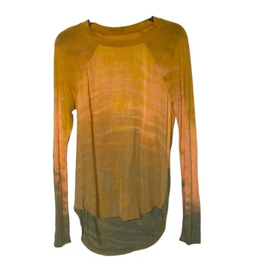 Raquel Allegra Rayon Tie Die Ombre Прозрачный Необработанный Подол Топ Artsy Размер SM (Raquel 0) - Изображение 1 из 4