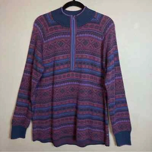 Eddie Bauer fair isle half zip navy maroon men's sweater extra large XL y2k - Picture 1 of 10