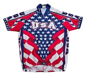 Pace Sportswear USA Cycling Bike Jersey Shirt Men XL 3/4 Zip Patriotic Stars CA - Picture 1 of 5