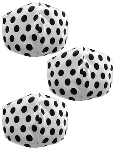 Face Mask Washable Reusable For Kids Black Dots Design Sublimated 3 Pack - Picture 1 of 3