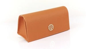 NEW TORY BURCH ORANGE AUTHENTIC SUNGLASSES EYEGLASSES LEATHER CASE - Picture 1 of 1
