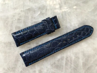 20mm/18mm Blue Alligator Crocodile Embossed Leather Watch Strap Band - Image 1 of 4