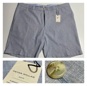 NEU NEU MIT ETIKETT Peter Millar Wrightsville Seaside Shorts Ltwt Poly blau Chambray 40 - Bild 1 von 16