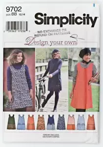 Patrón Simplicidad Costura Niñas Jumper Diseño Tu Propio TALLA 12-14 NUEVO FUERA DE IMPRENTA - Imagen 1 de 1