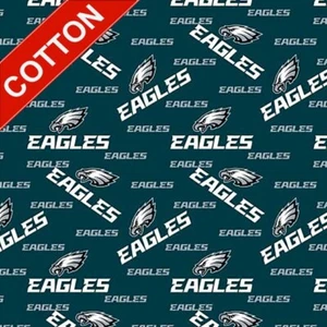 Philadelphia Eagles NFL Cotton Fabric - 58" Wide - Sold by The Yard & Bolt - Picture 1 of 1