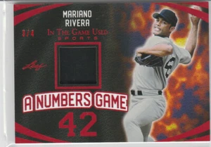 2024 HOJA EN EL JUEGO USADO MARIANO RIVERA NÚMEROS JUEGO CAMISETA 3/4 - Imagen 1 de 2