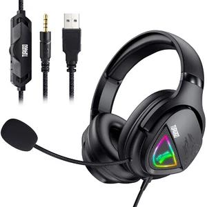 TuaprGo Gaming Headset mit Mikrofon, Over-Ear Kopfhörer mit LED RGB Licht, - Bild 1 von 20