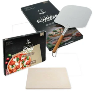 Pizza Set Moesta BBQ Pizzastein eckig mit Pizzaschieber für Gasgrill Kugelgrill - Bild 1 von 5